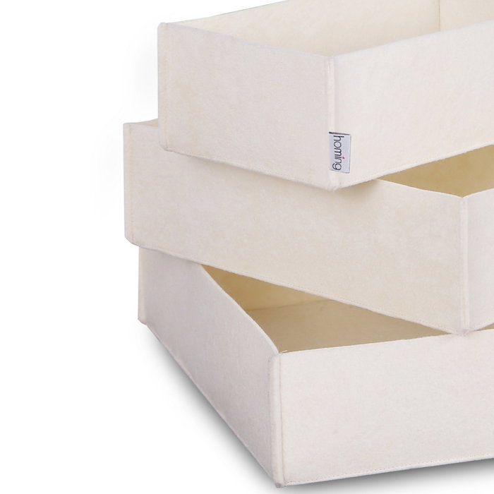 Aberto Design 6271 Set de 3 Organizadores de Escritorio de Fieltro Crema 100% Fieltro para un Espacio de Trabajo Elegante y Productivo